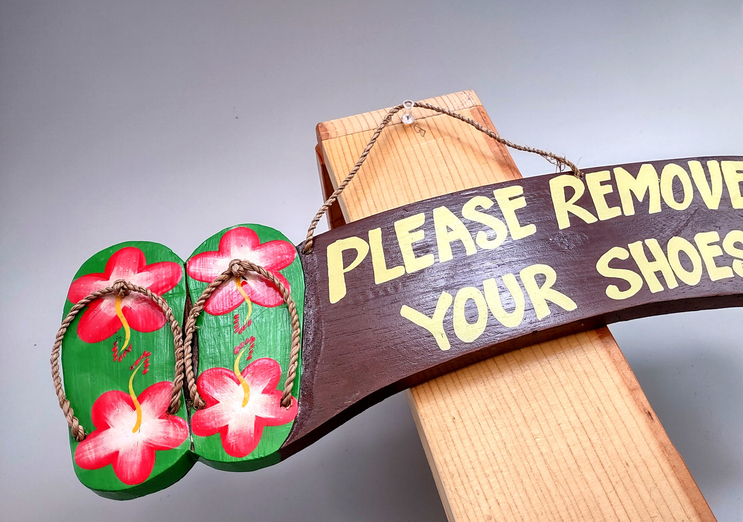 Painted Wooden Island Sign Please Remove Your Shoes (1 sign approx. 15 inches long) Beachy entryway hanging wall décor!