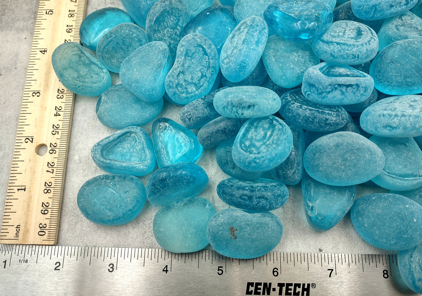 Beach Sea Glass Rounded Turquoise Tumbled Pebbles (approx. 10 pounds 1+ inch) Copyright 2024 SeaglassSupply.com