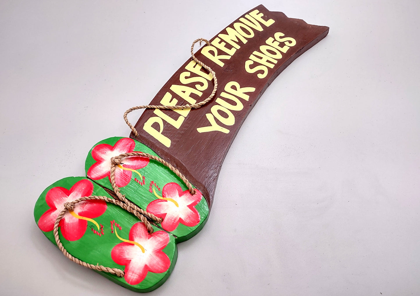 Painted Wooden Island Sign Please Remove Your Shoes (1 sign approx. 15 inches long) Beachy entryway hanging wall décor!