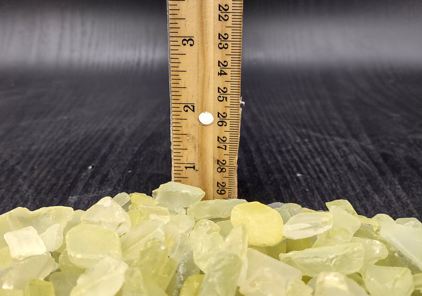 Beach Sea Glass Rough Yellow Green Medium Tumbled (approx. 1 kilogram 0.5-1+ inches) Man made frosted sea glass fragments. Copyright 2024 seashellsupply.com