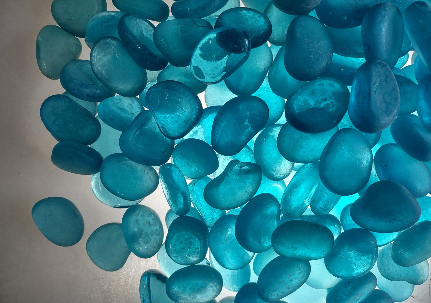 Beach Sea Glass Rounded Turquoise Tumbled Pebbles (approx. 10 pounds 1+ inch) Copyright 2024 SeaglassSupply.com