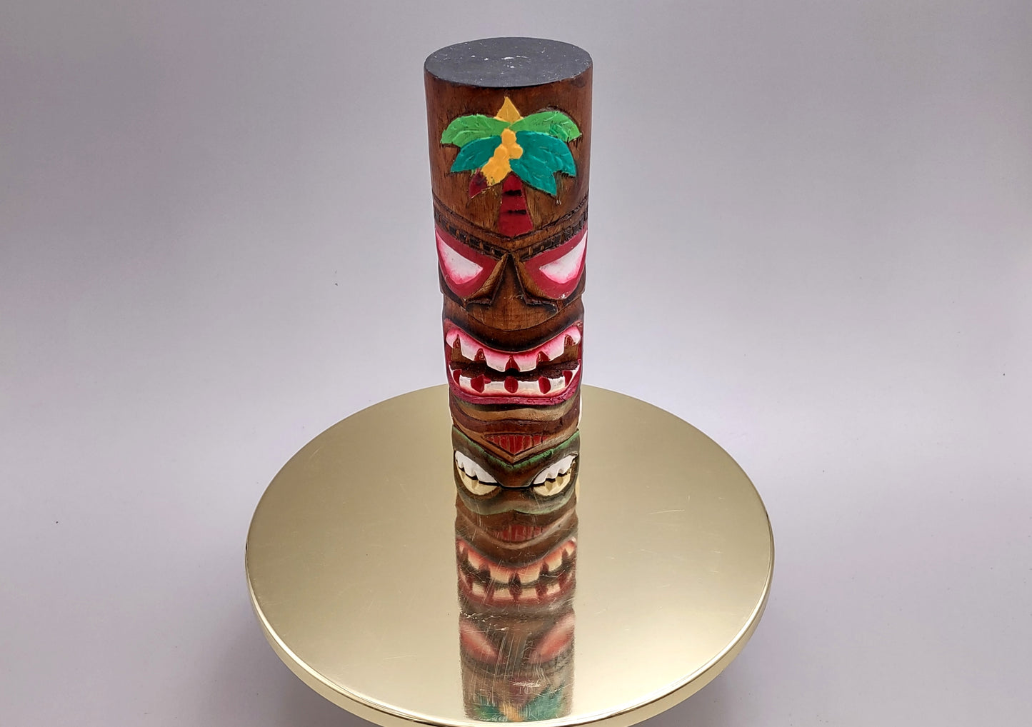 Painted Wooden Palm Frond Tiki Totem (1 figure approx. 8 inches tall) A fun and unique touch of colorful Island décor!