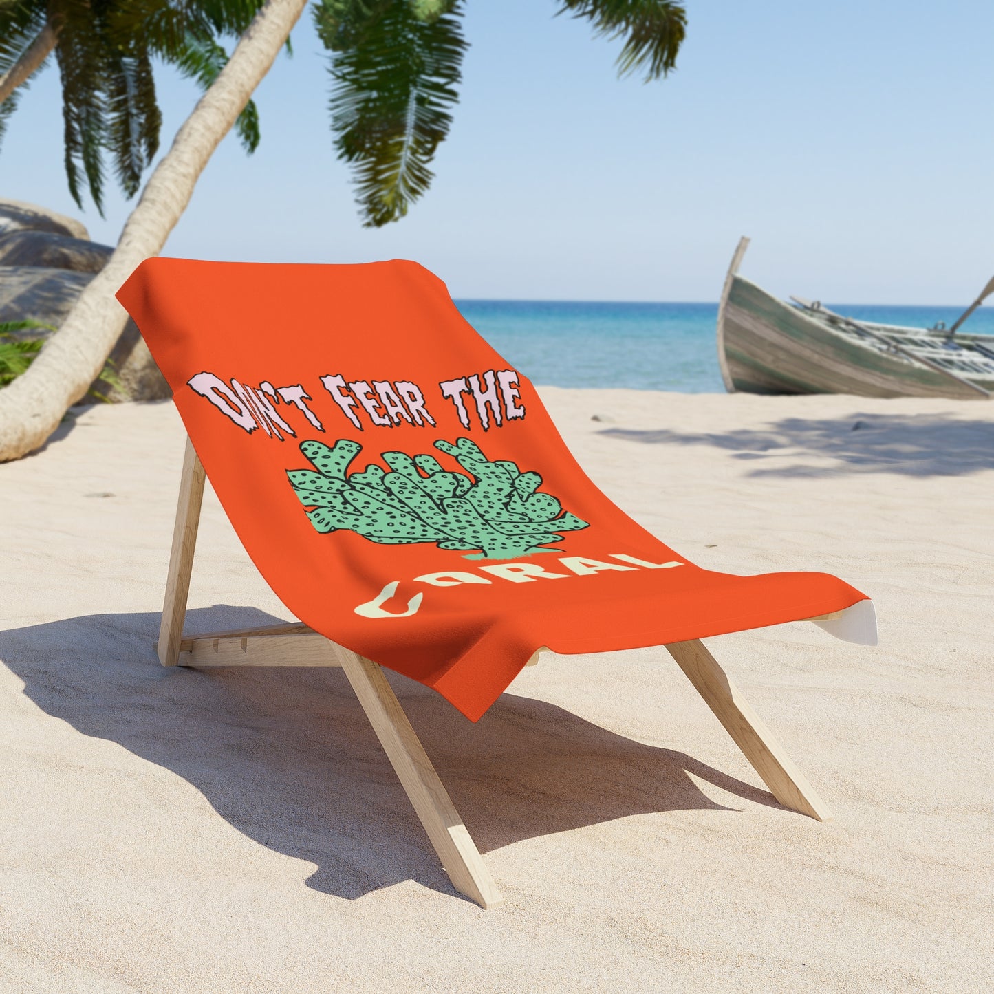 Don't Fear the Coral Polycotton Beach Towel (30x60 inch Polycotton Beach Towel by Seashell Mart & Emporium)