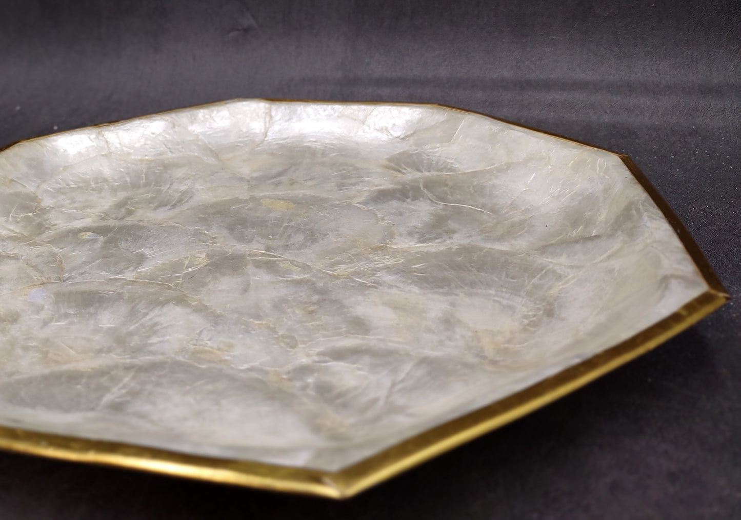 Gold Edged Octagon Capiz Shell Dish (One shell dish approx. 9.5 inches) Adorable shell dish neat for any coastal home!