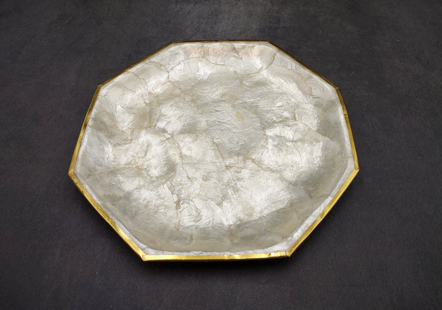 Gold Edged Octagon Capiz Shell Dish (One shell dish approx. 9.5 inches) Adorable shell dish neat for any coastal home!