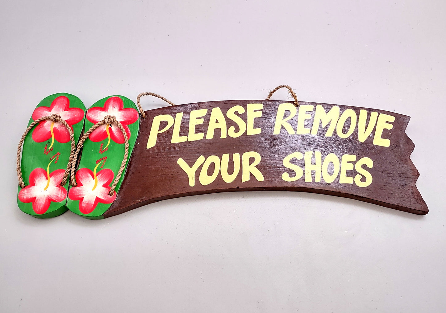 Painted Wooden Island Sign Please Remove Your Shoes (1 sign approx. 15 inches long) Beachy entryway hanging wall décor!