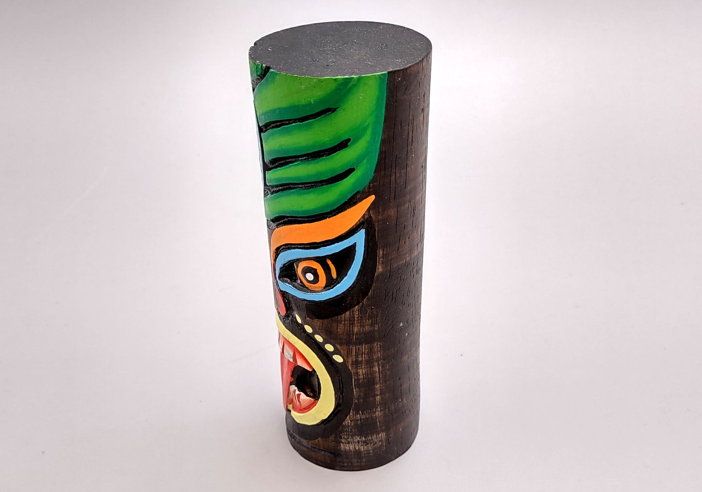 Painted Wooden Tiki Totem Green And Blue (1 pole approx. 6 inches tall) A fun unique touch of colorful Island table décor!