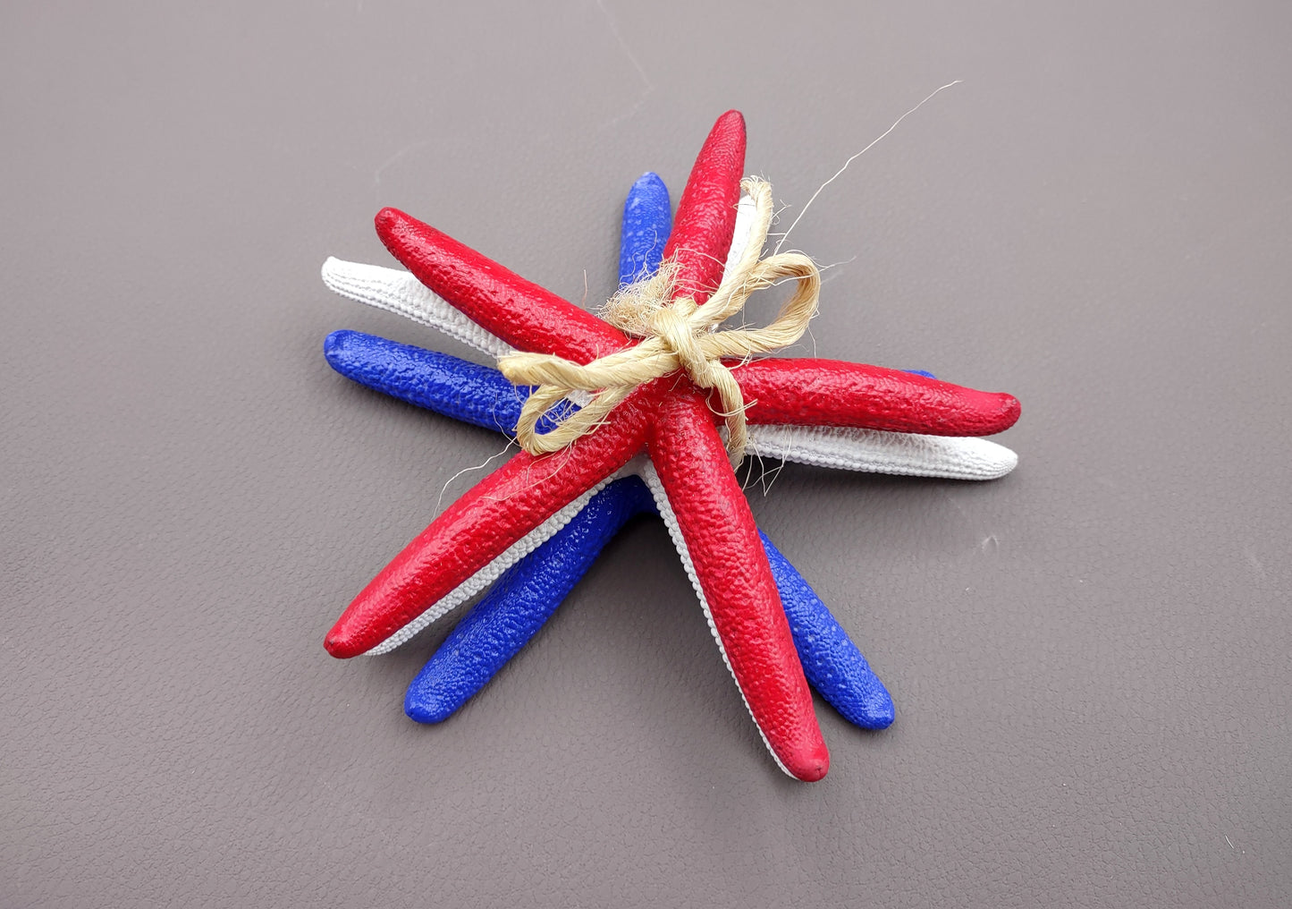 Red, white and blue Linckia Starfish (3 seastar approx. 5-6 inches) Copyright 2024 SeaShellSupply.com.