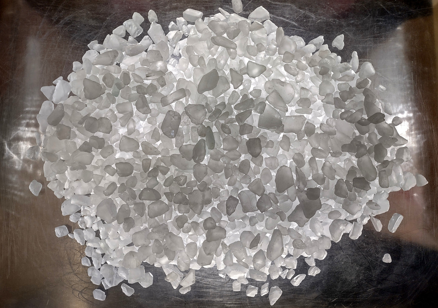 Beach Sea Glass Rough Frosty White Medium Tumbled (approx. 10 pounds 0.5-1+ inches) Man made tumbled sea glass fragments!