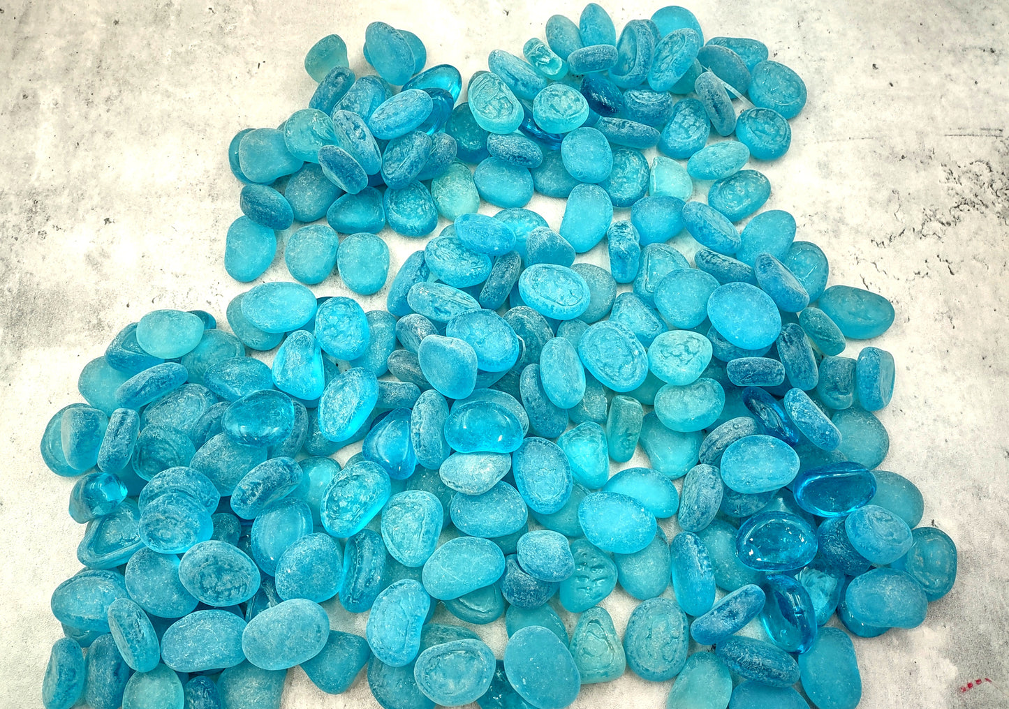 Beach Sea Glass Rounded Turquoise Tumbled Pebbles (approx. 10 pounds 1+ inch) Copyright 2024 SeaglassSupply.com