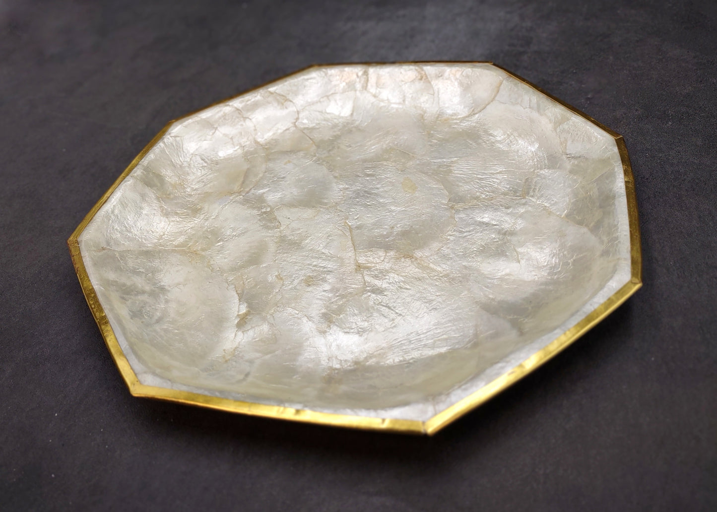 Gold Edged Octagon Capiz Shell Dish (One shell dish approx. 9.5 inches) Adorable shell dish neat for any coastal home!