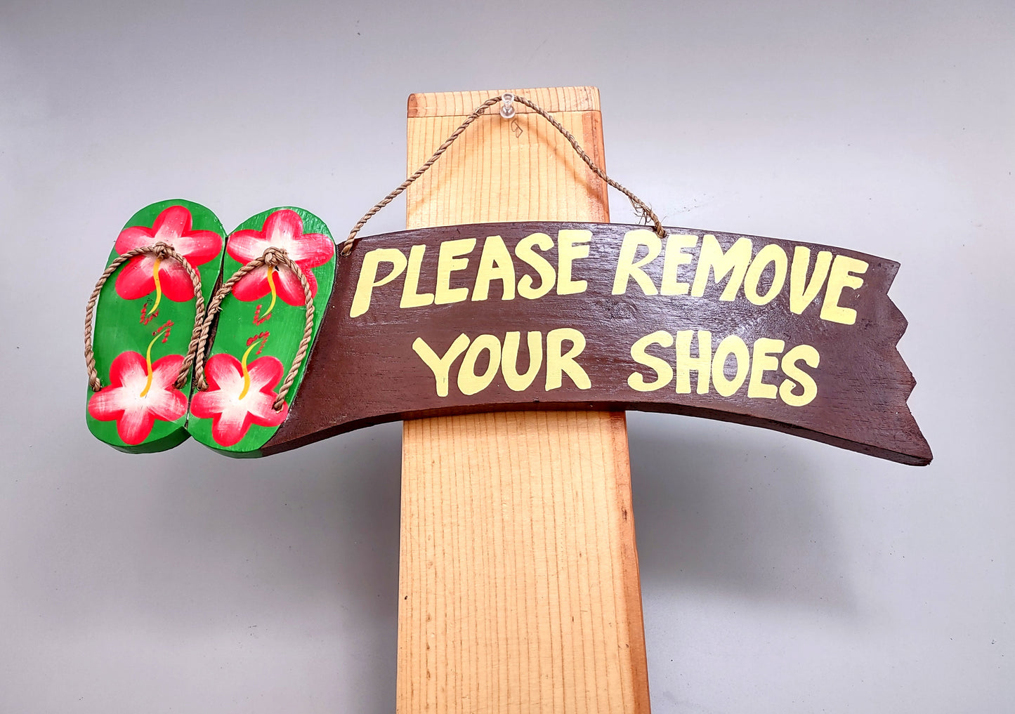 Painted Wooden Island Sign Please Remove Your Shoes (1 sign approx. 15 inches long) Beachy entryway hanging wall décor!