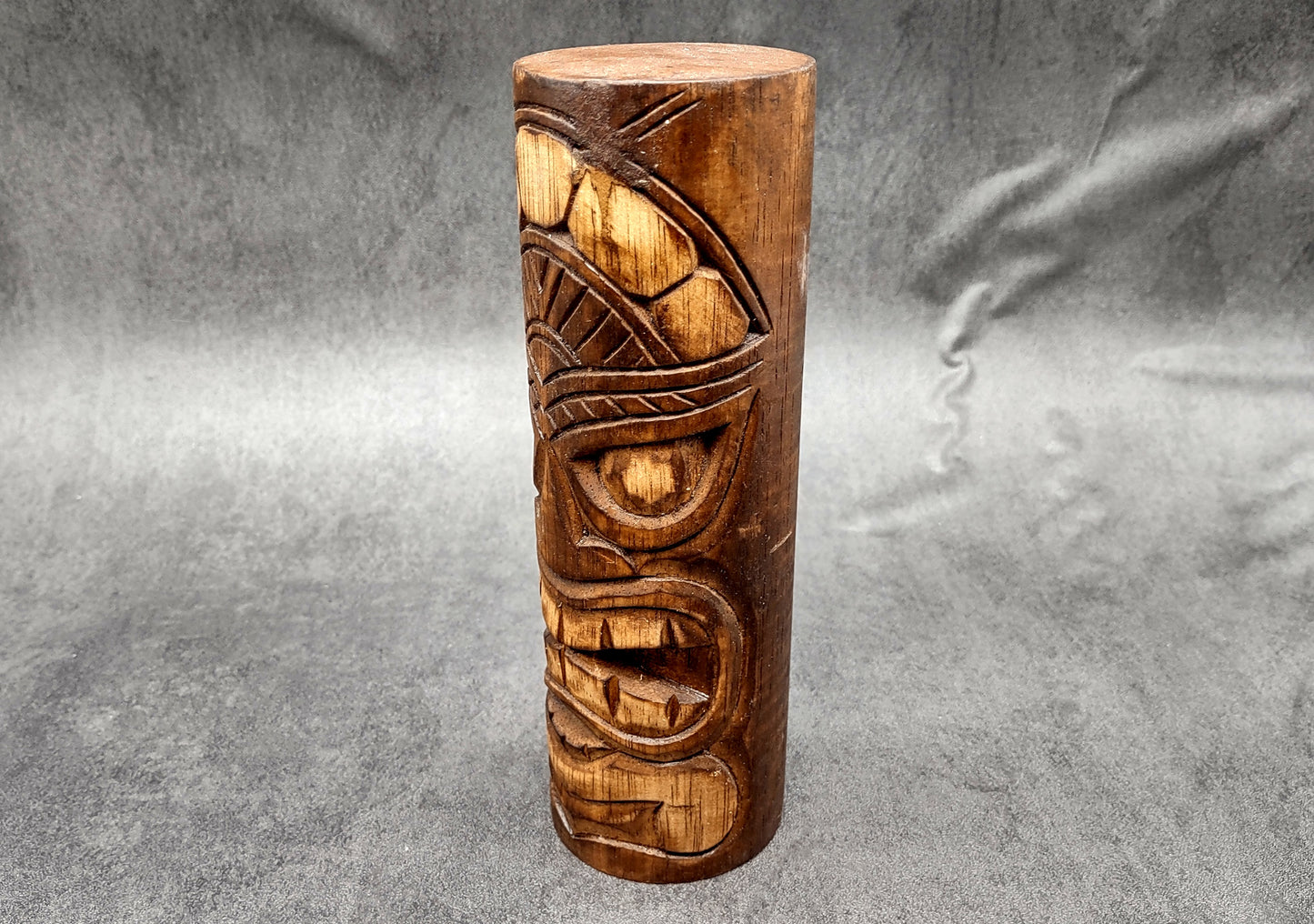 Unpainted Wooden Tiki Totem With Headdress (1 pole approx. 8 inches tall) A fun unique touch of Island table décor!