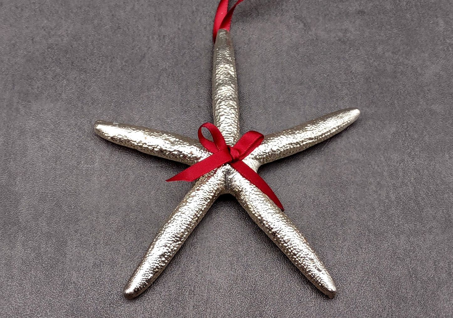 Silver Plated Linckia Starfish Christmas Holiday Hanging Ornament (1 sea star approx. 5+ inches) Real Silver Dipped Starfish For The Season!