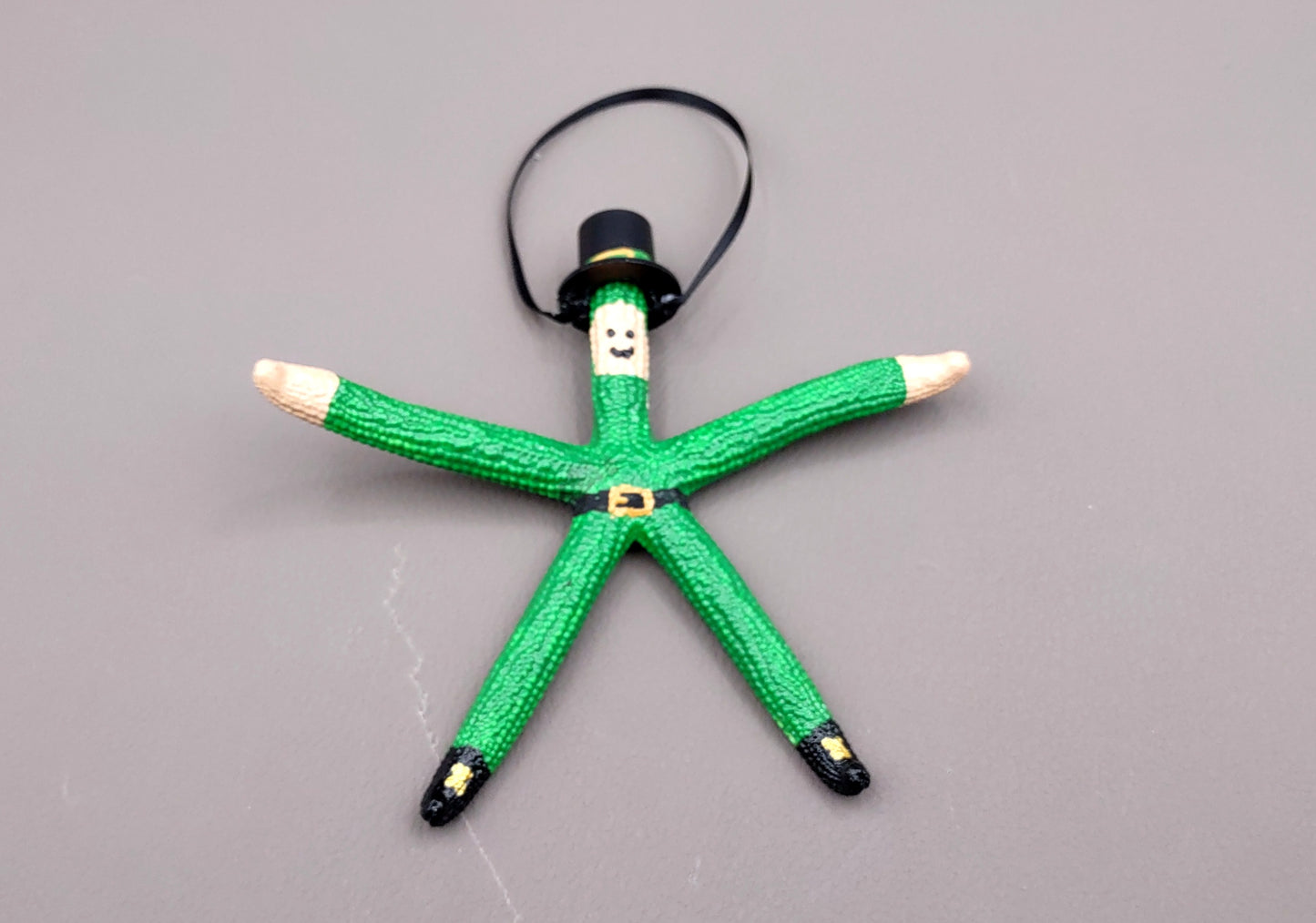 Linckia Starfish Green Leprechaun Ornament (1 seastar approx. 4-5+ inches) Real Starfish Irish St. Patrick's Day or Xmas Hanging Ornament!