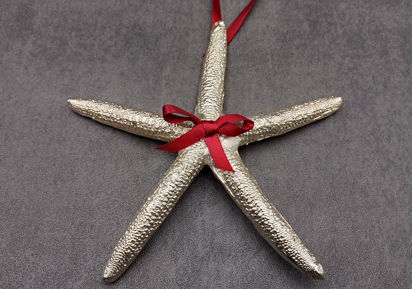 Silver Plated Linckia Starfish Christmas Holiday Hanging Ornament (1 sea star approx. 5+ inches) Real Silver Dipped Starfish For The Season!