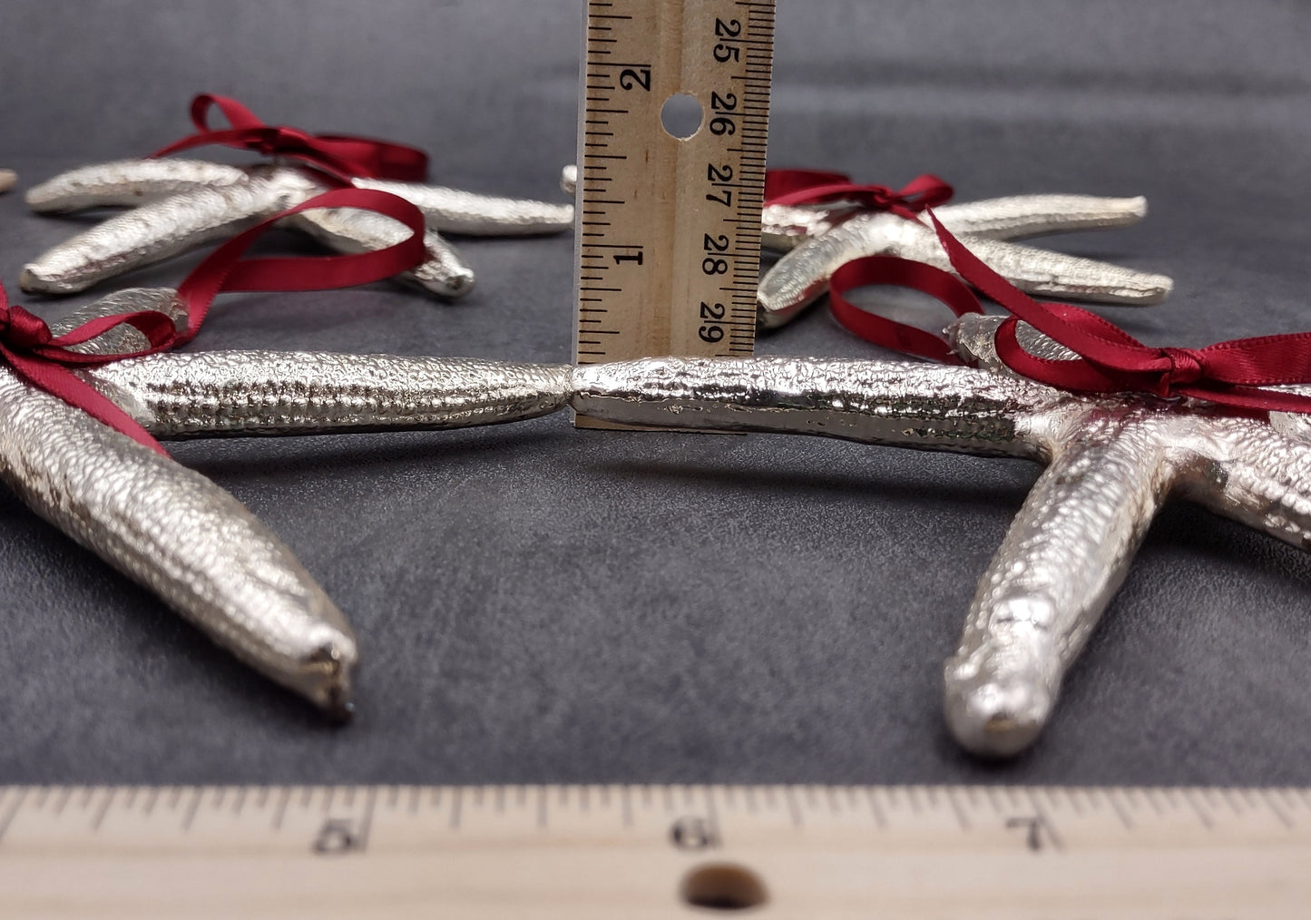 Silver Plated Linckia Starfish Christmas Holiday Hanging Ornament (1 sea star approx. 5+ inches) Real Silver Dipped Starfish For The Season!