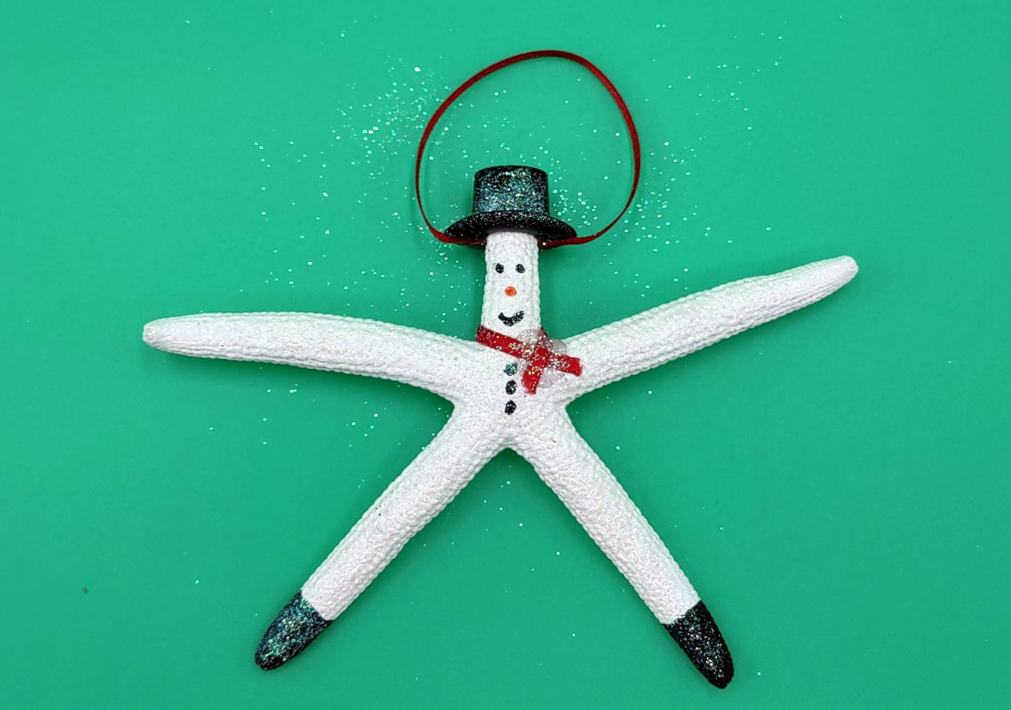 White Linckia Starfish Snowman Ornament (1 seastar approx. 4-5+ inches) Beautiful ornament for any gifting or adding to the holidays!