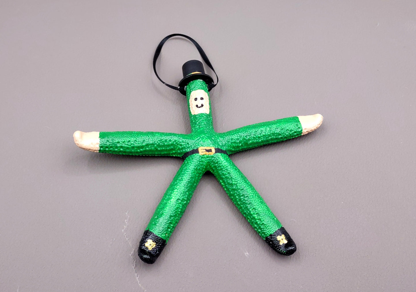 Linckia Starfish Green Leprechaun Ornament (1 seastar approx. 4-5+ inches) Real Starfish Irish St. Patrick's Day or Xmas Hanging Ornament!